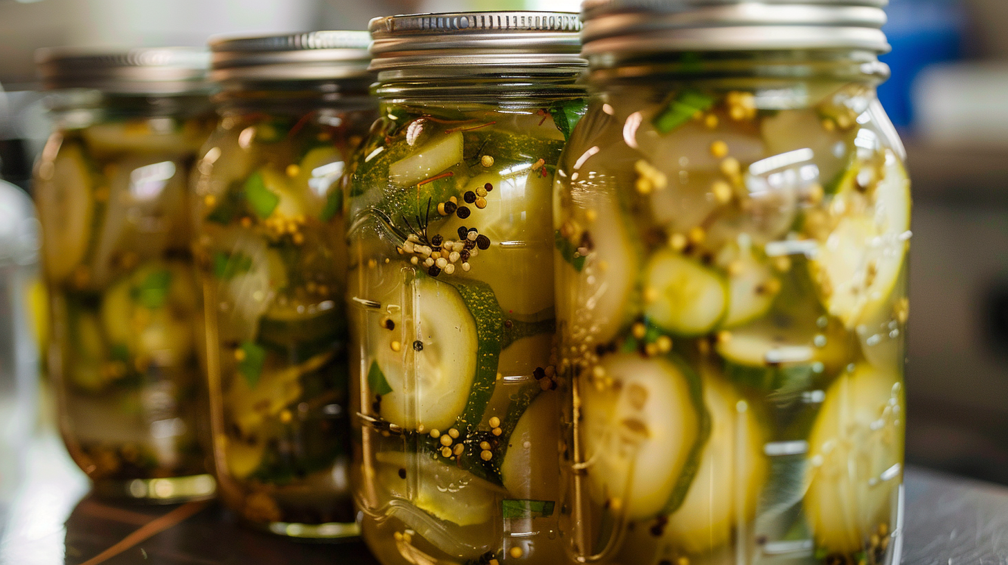 Fermenting sour pickles showing bubbling fermentation process