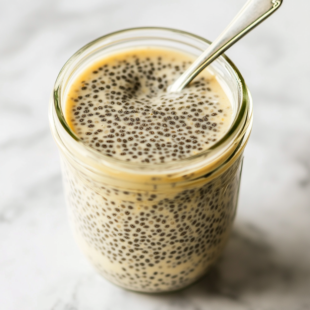 Chia seeds forming pudding for bariatric weight loss.