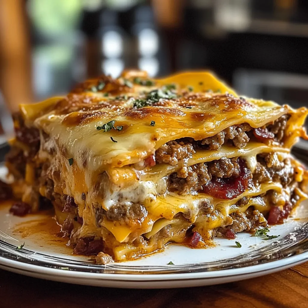 Parmesan Garlic Bacon Cheeseburger Lasagna